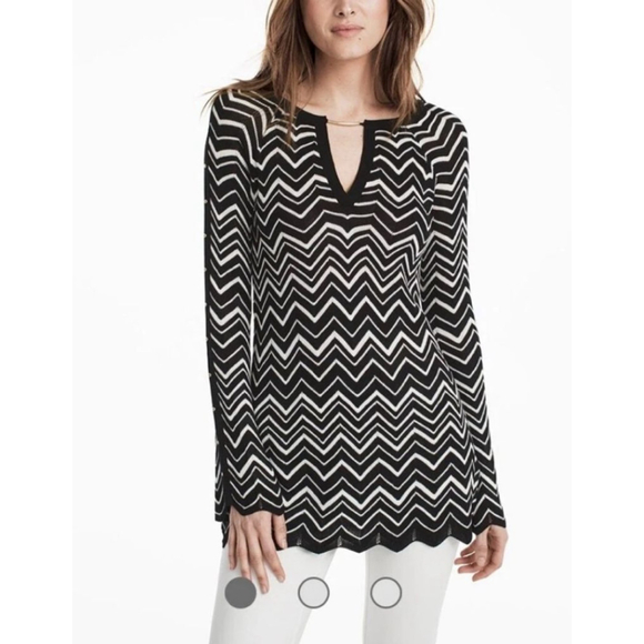 White House Black Market Sweaters - Women's White House Black Market Chevron Stitch V-Neck Tunic Sweater M